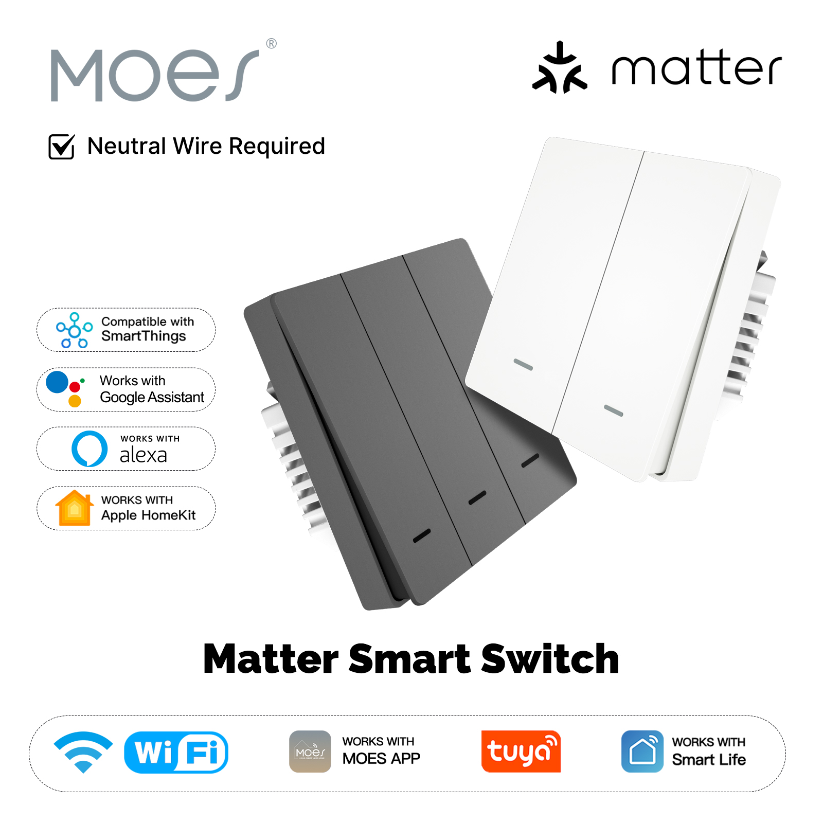 Smart Home Life - MOES Matter Tuya WiFi inteligentny przełącznik